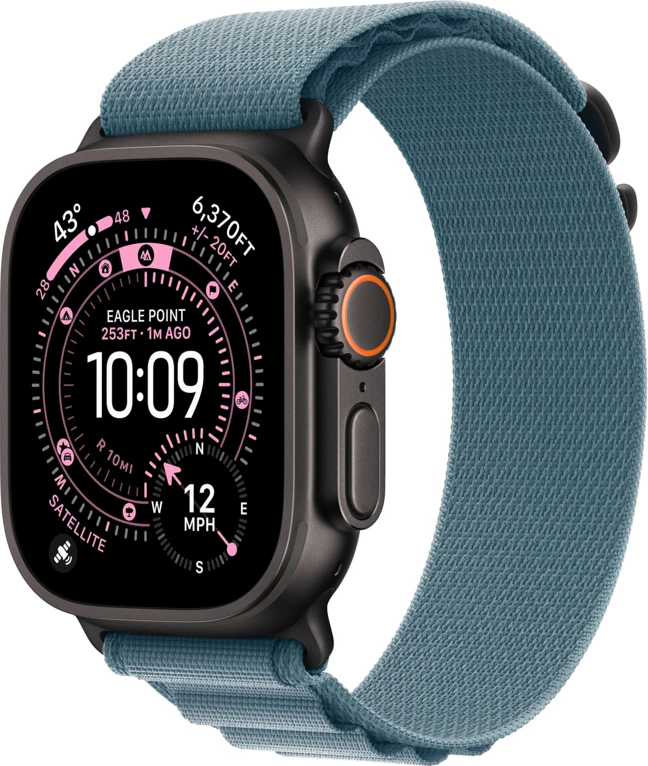 Apple Watch Ultra 3 49 mm (2025) Black Titanium Case with Light Blue Alpine Loop Small
