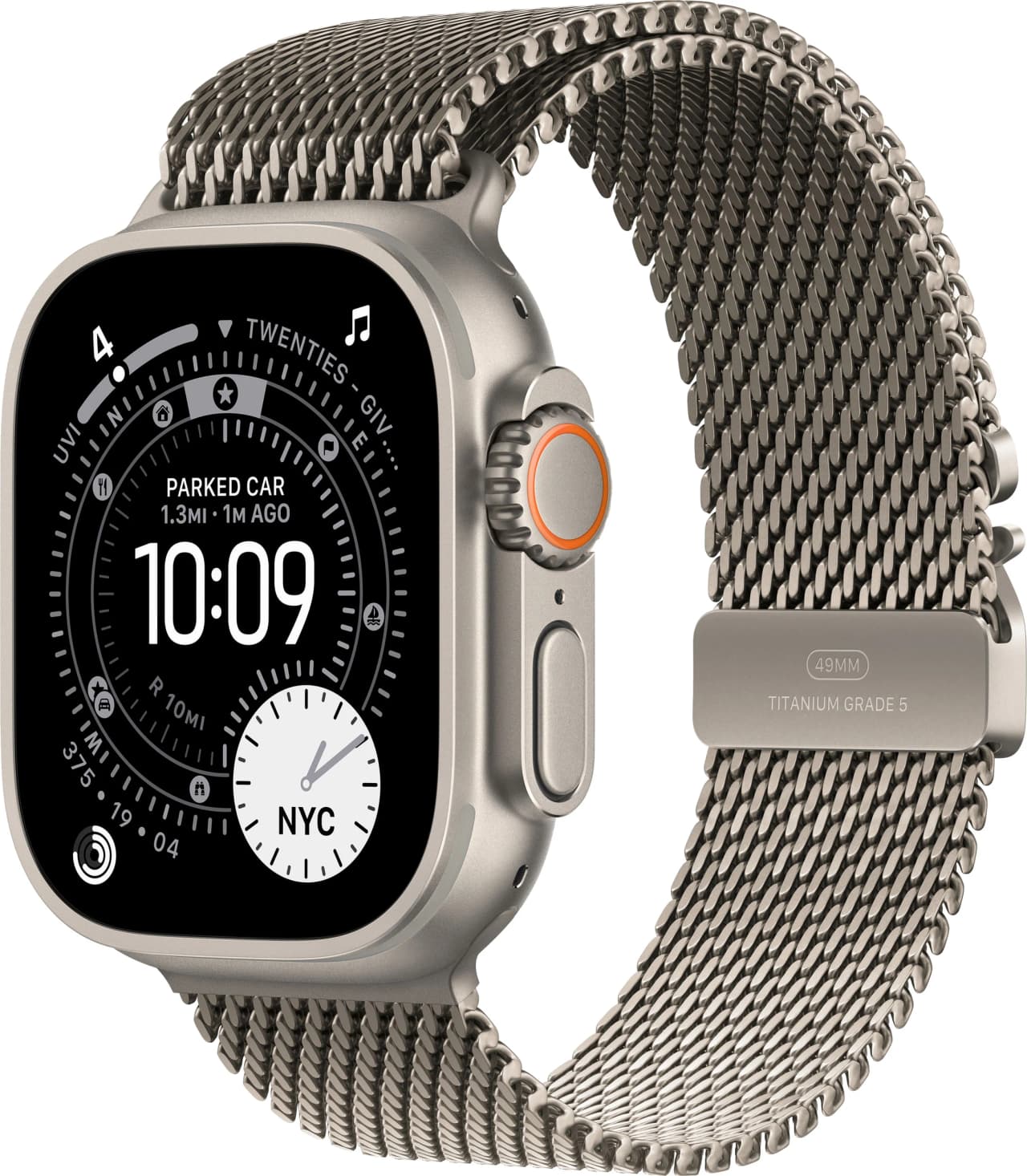 Apple Watch Ultra 3 49 mm (2025) Natural Titanium Case with Natural Titanium Milanese Loop Large