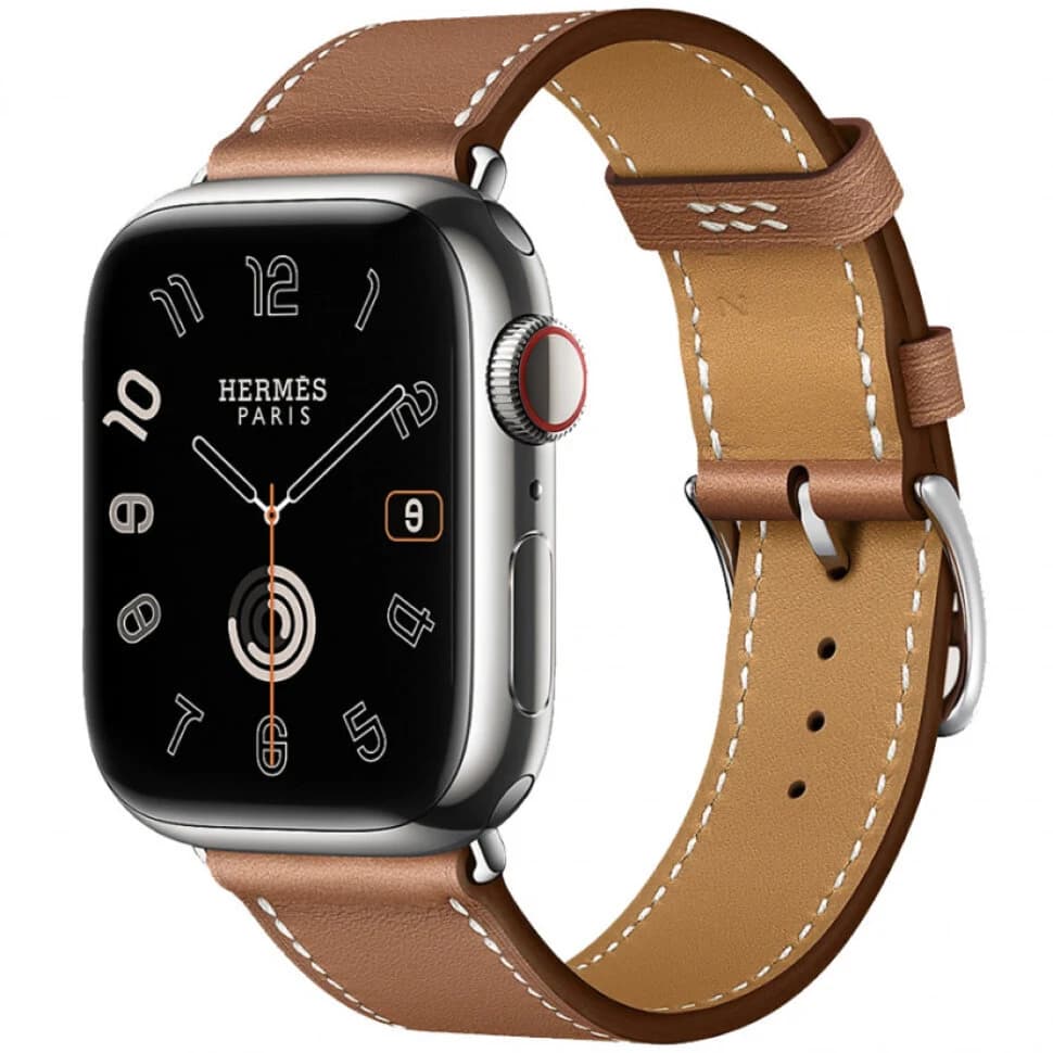Apple Watch Hermès Series 11 42 mm Silver Titanium Case with Single Tour, Gold