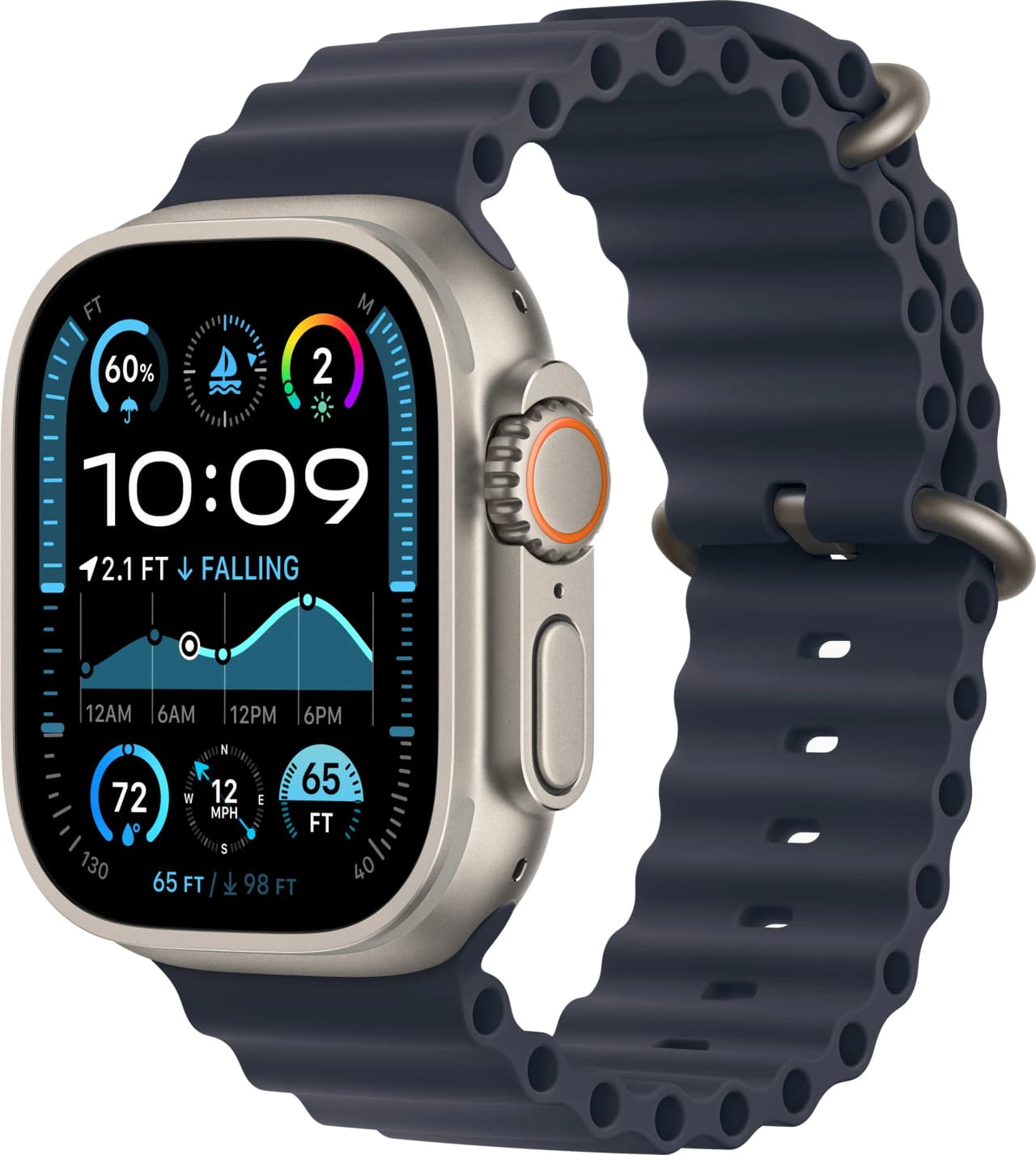 Apple Watch Ultra 2 49 mm (2024) Natural Titanium Case with Navy Ocean Band