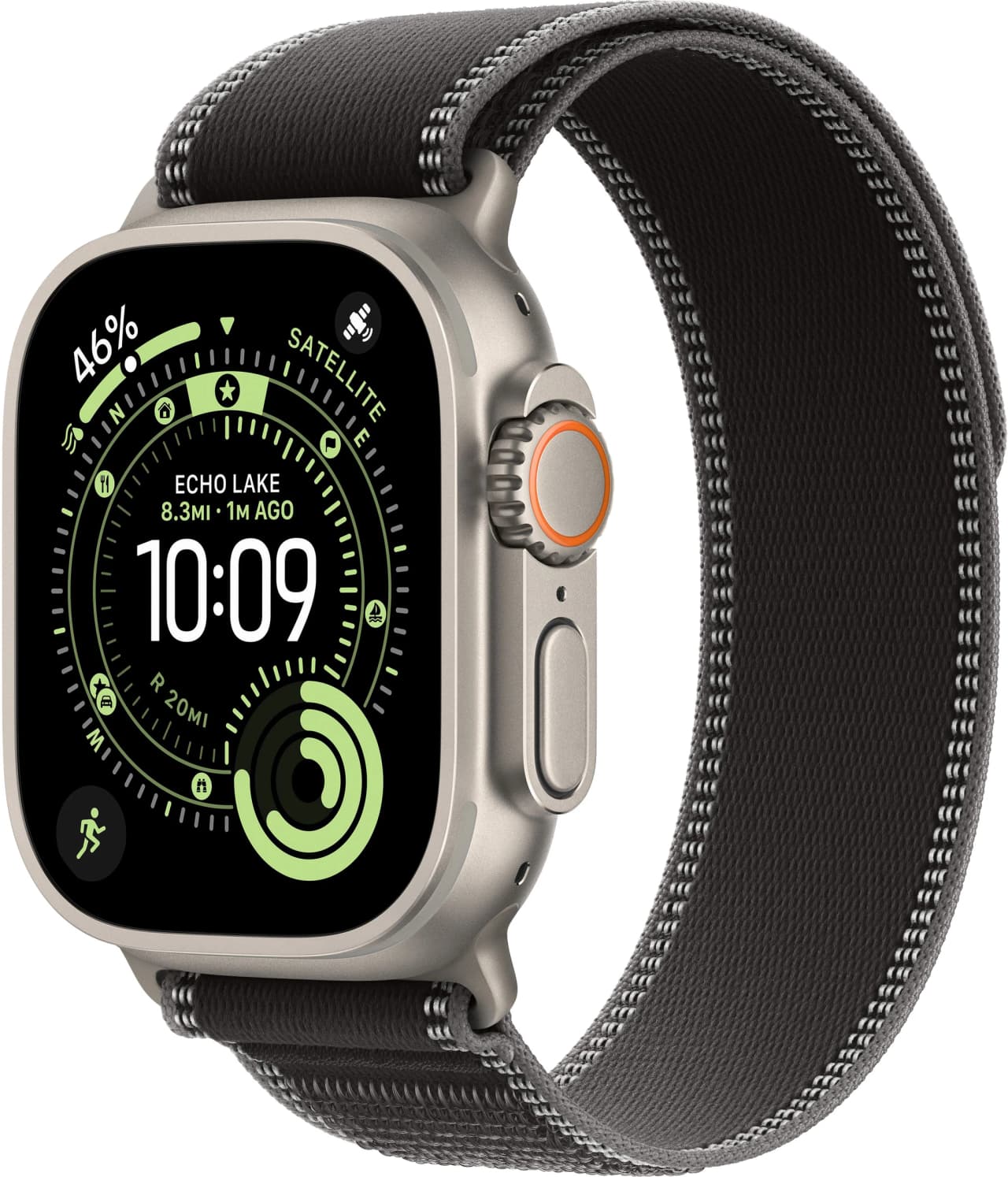 Apple Watch Ultra 3 49 mm (2025) Natural Titanium Case with Black/Charcoal Trail Loop (S/M)