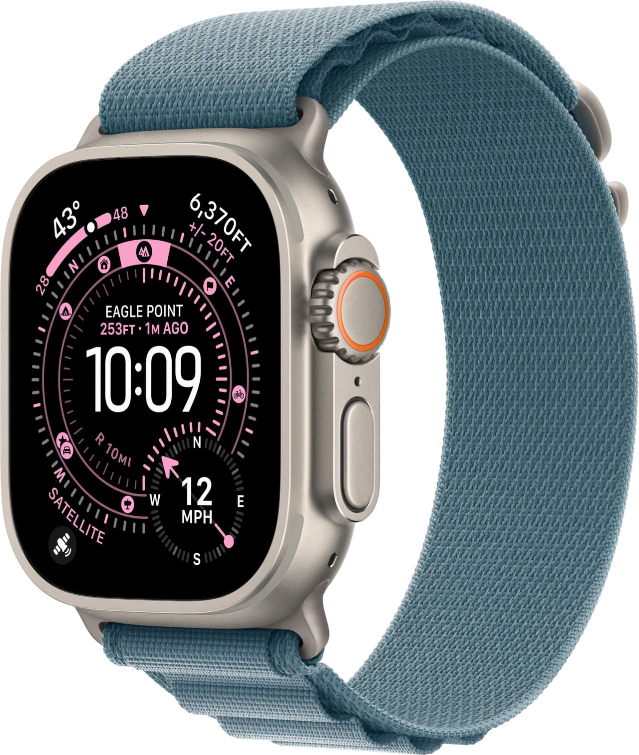 Apple Watch Ultra 3 49 mm (2025) Natural Titanium Case with Light Blue Alpine Loop Large