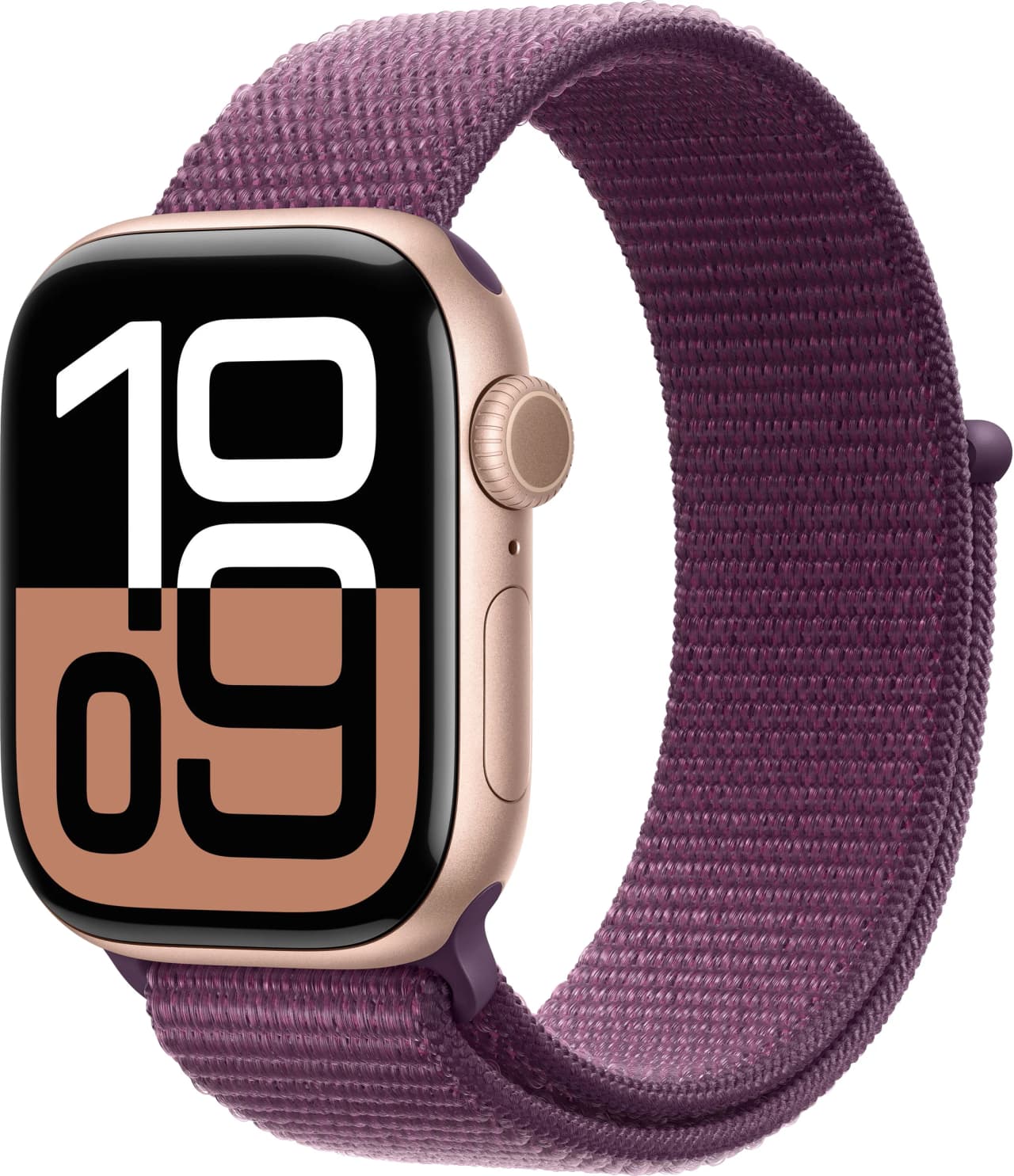 Apple Watch Series 10 46 mm Rose Gold Aluminum Case with Sport Loop, Plum