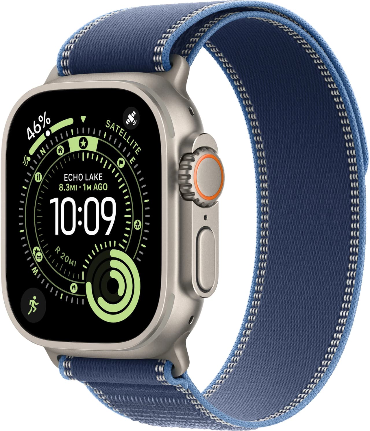 Apple Watch Ultra 3 49 mm (2025) Natural Titanium Case with Blue/Bright Blue Trail Loop (S/M)