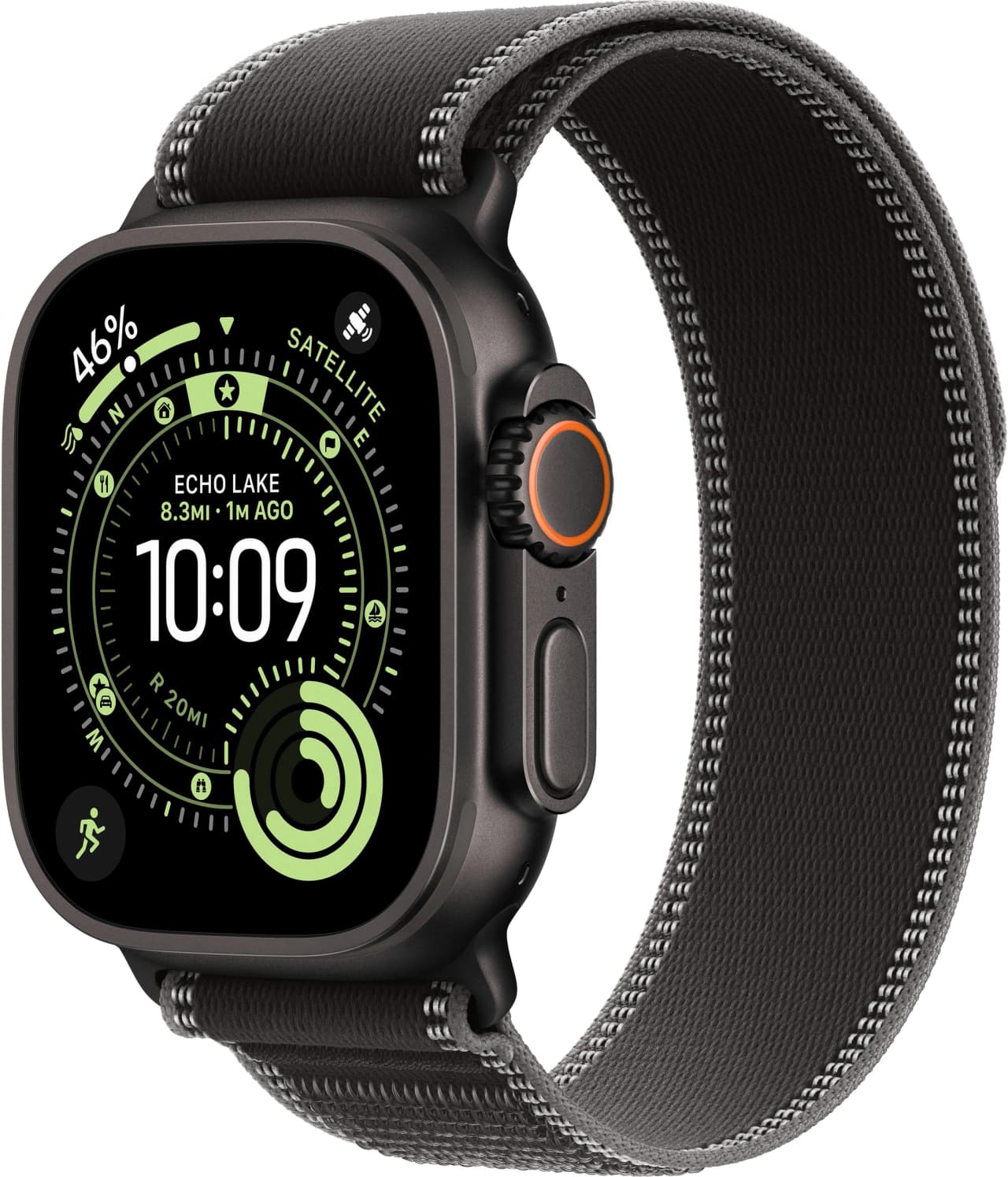 Apple Watch Ultra 3 49 mm (2025) Black Titanium Case with Black/Charcoal Trail Loop (M/L)