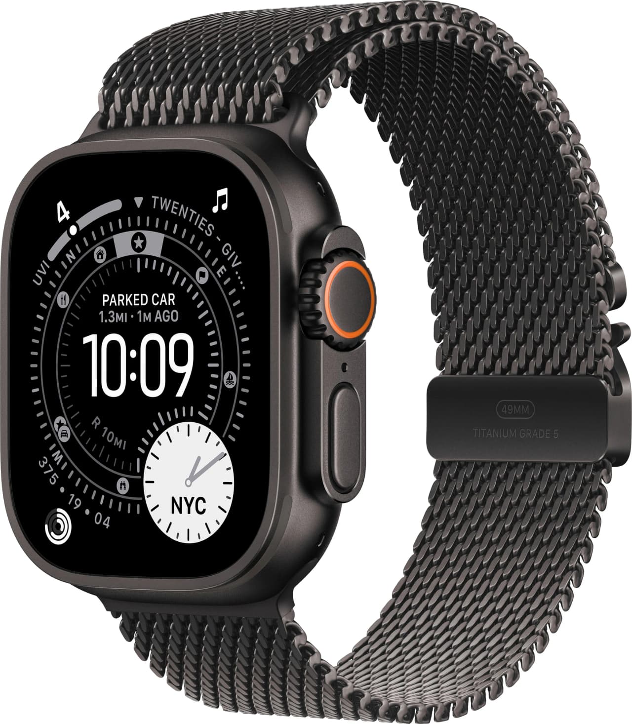 Apple Watch Ultra 3 49 mm (2025) Black Titanium Case with Black Titanium Milanese Loop Medium