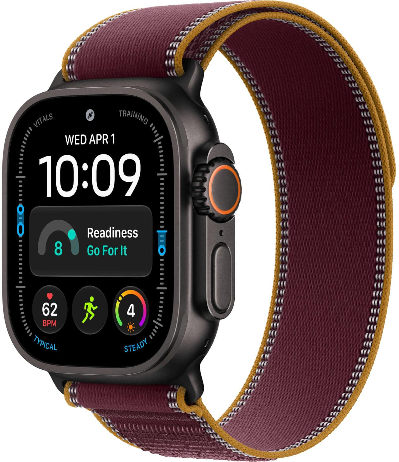 Apple Watch Ultra 4 49 мм Black Titanium Case with Burgundy Trail Loop M/L