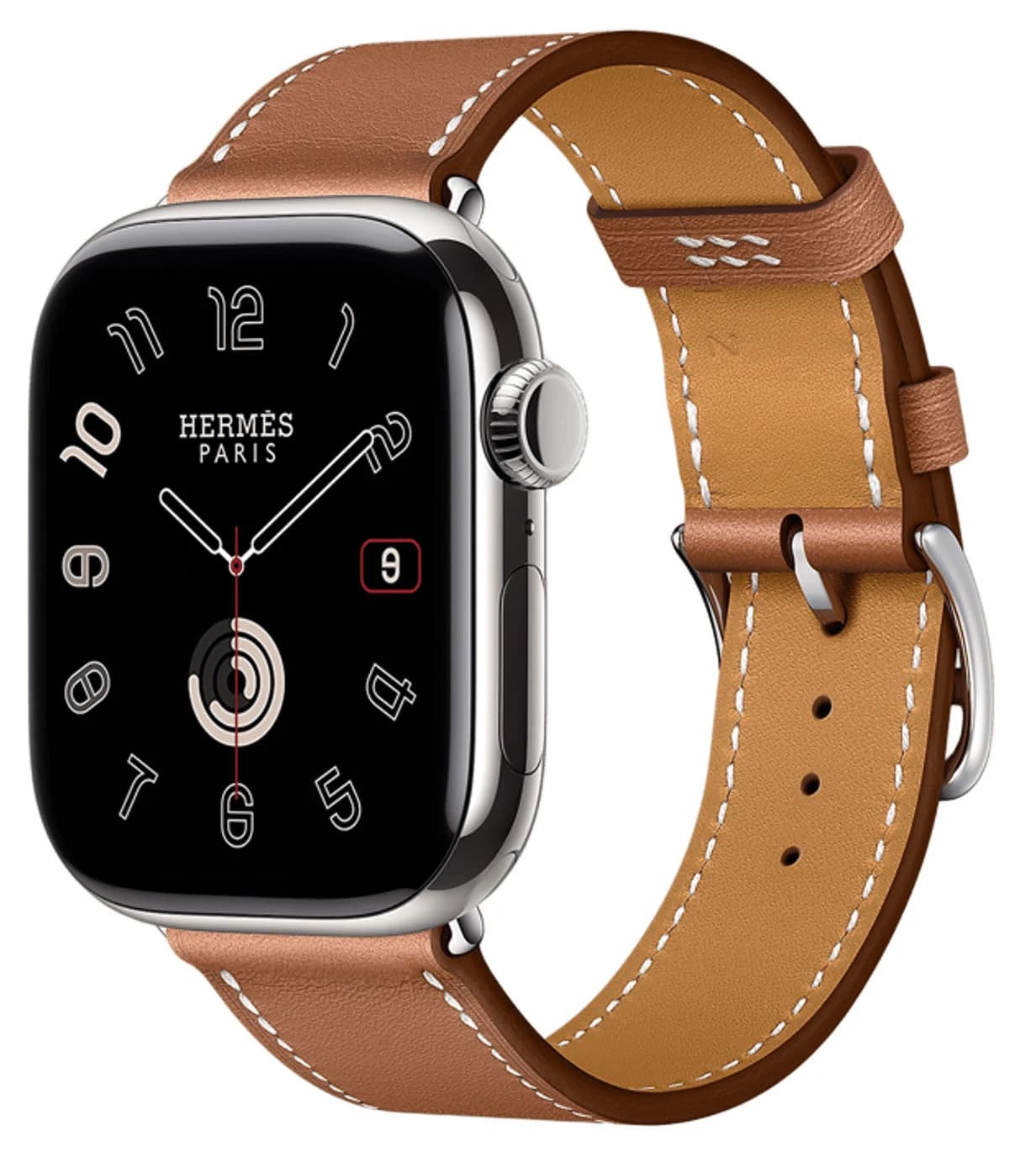 Apple Watch Hermès Series 11 42 mm Titanium Case with Single tour band, Gold Swift calfskin (коричневый)