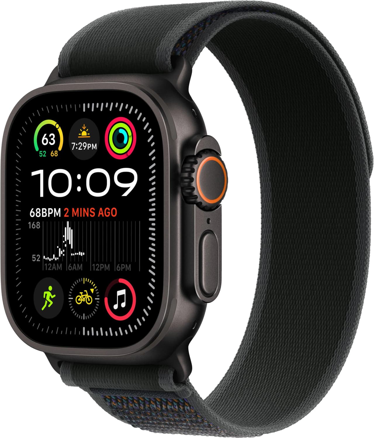 Apple Watch Ultra 2 49 mm (2024) Black Titanium Case with Black Trail Loop (S/M)